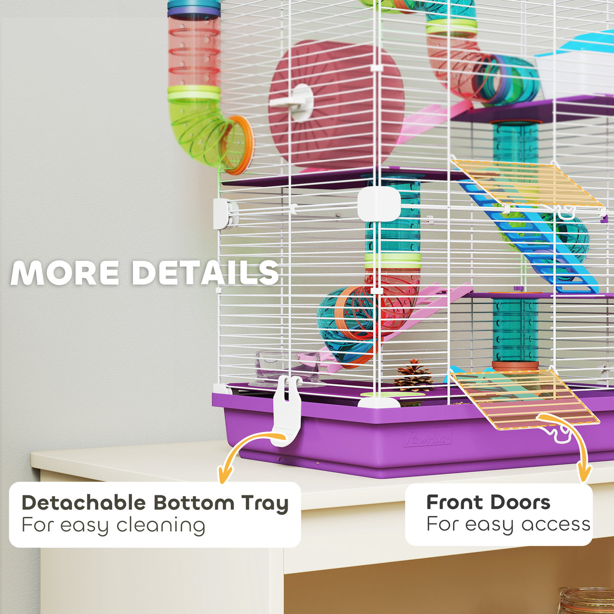 5 Tiers Hamster Cage Portable with Exercise Wheels Play Tube Water Bottle Dishes House Ladder for Gerbils – view 34
