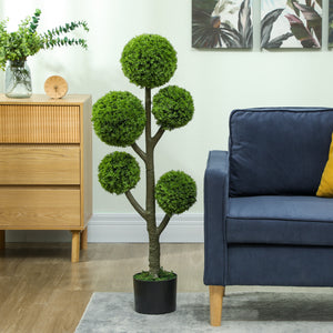 43.3" Artificial Ball Cypress Topiary Tree, Fake Plant in Pot for Indoor Outdoor Living Room Green