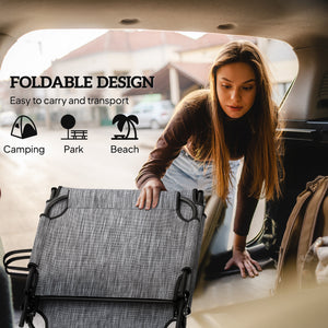 Folding Lounge Chair with 4-level Reclining Back & Cushion, Blue