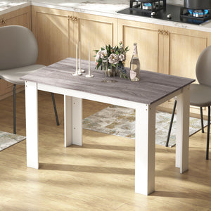 47" Kitchen Table for 4-6 People, Dining Table with Wood Effect for Dining Room, Black