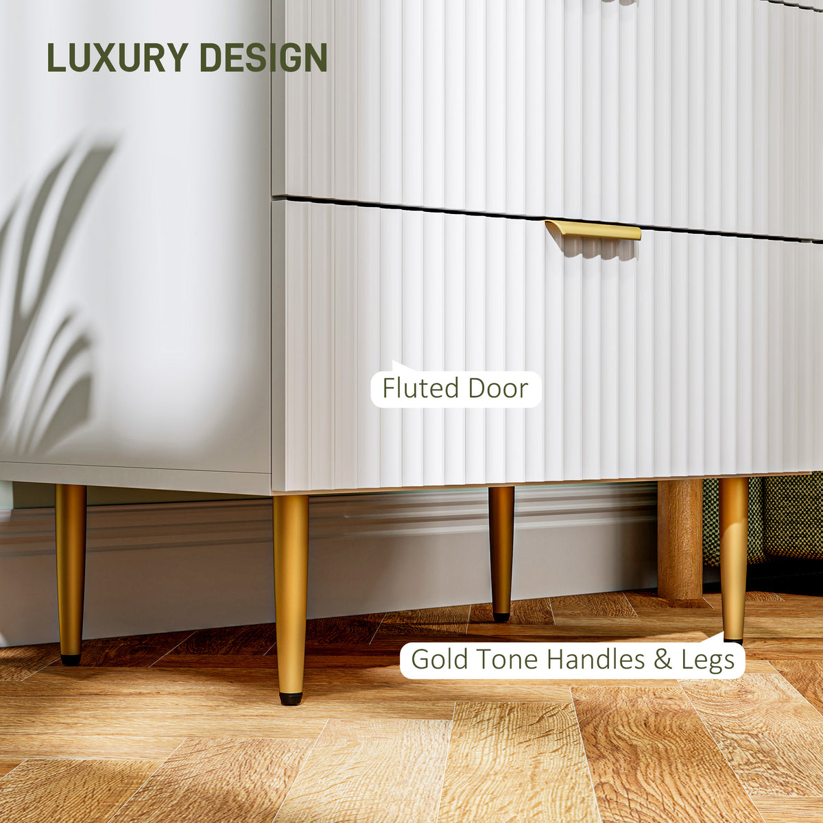 Modern Chest of Drawers 4 Drawer Dresser for Bedroom with Gold Legs and Handles, Black – view 11