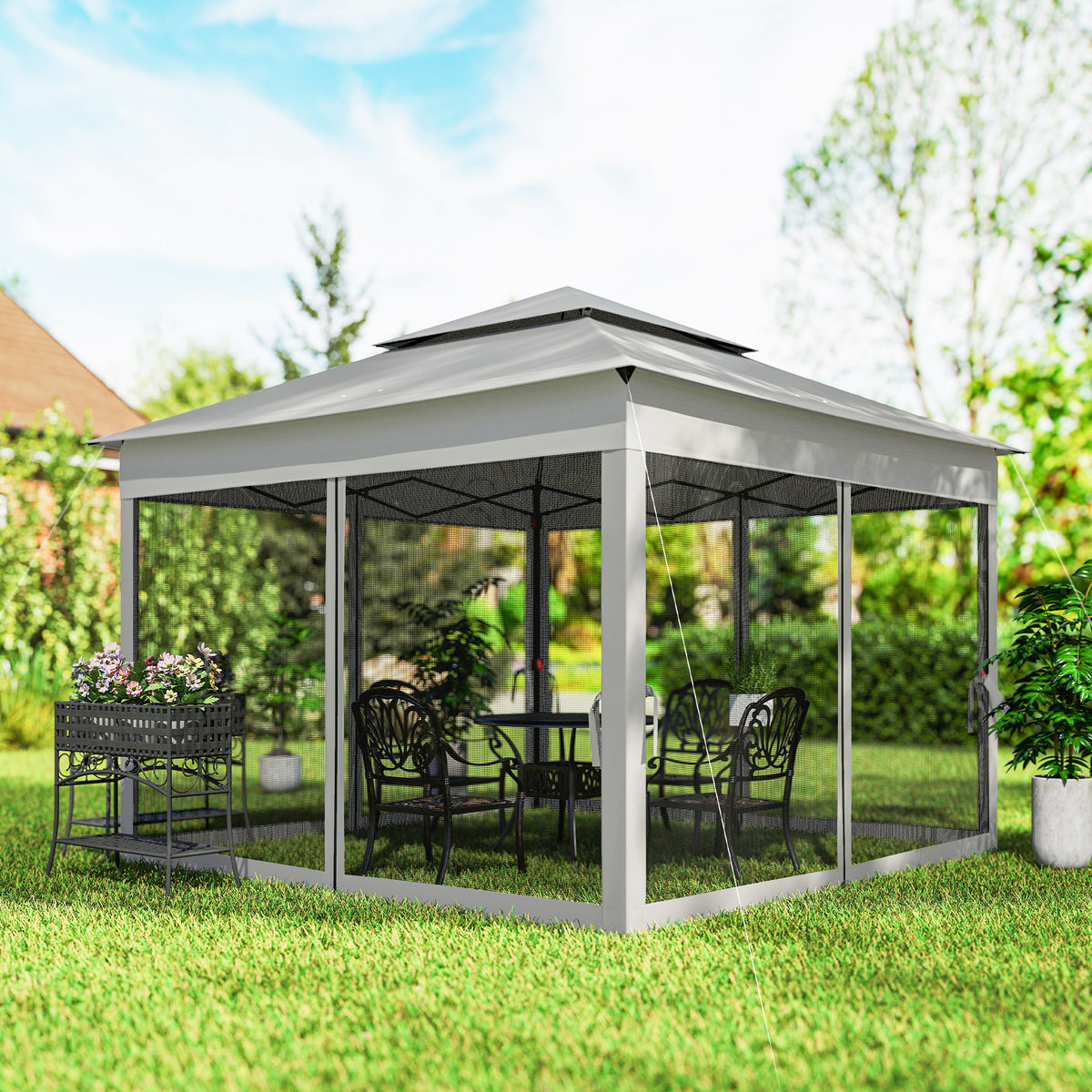 11' x 11' Pop Up Canopy 2-Tier Soft Top Shelter Event Tent w/ Netting Carry Bag for Patio Backyard Garden – view 21