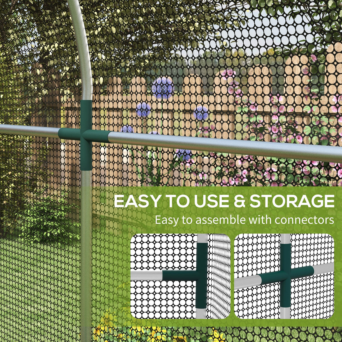 Galvanized Steel Crop Cage, Plant Protection Tent with Zippered Door, 4' x 4', Black – view 18