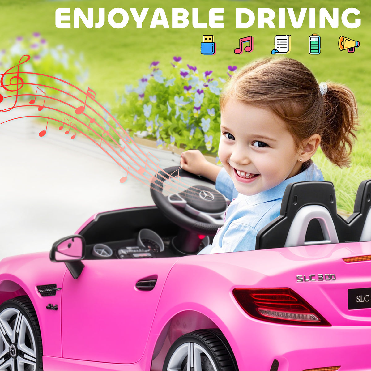 Aosom 12V Ride On Car with Parent Remote Control Two Motors Music Lights Suspension Wheels for 3-6 Years