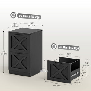 2 Drawer File Cabinet with Silent Slides, Vertical Farmhouse Filing Cabinet Fits Letter/A4 Size Home – view 2