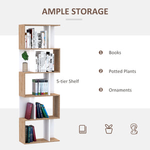 5-Tier Geometric Bookcase Display Shelf Storage Shelf Modern Room Divider Living Room Home Office Furniture, White