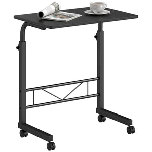 Mobile Standing Desk with Adjustable Height, 23.5 inch Stand Up Desk with Wheels, Natural Wood