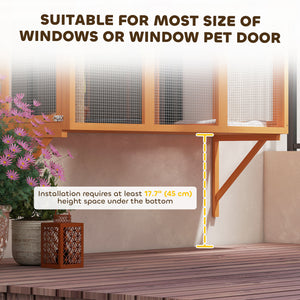Wooden Catio Outdoor, Cat Window Box Enclosure for 2-3 Large Cats with 2 Jumping Platforms & Scratching – view 13