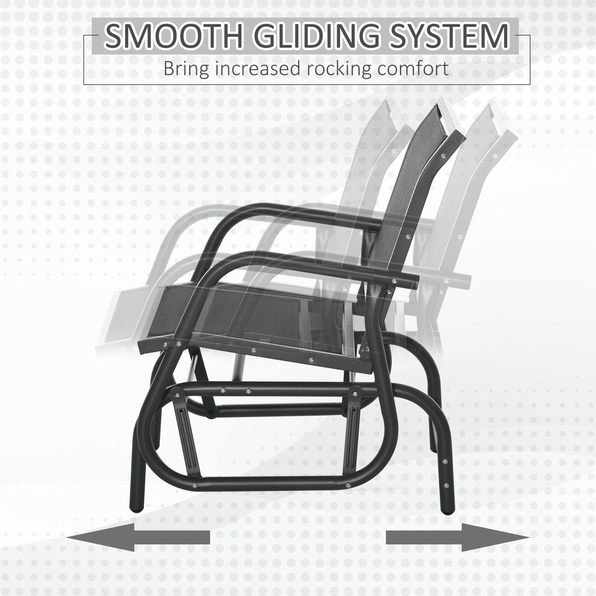 Patio Glider Set of 2 Outdoor Glider Chair with Breathable Mesh Seat & Backrest, Armrests and Metal Frame, Black