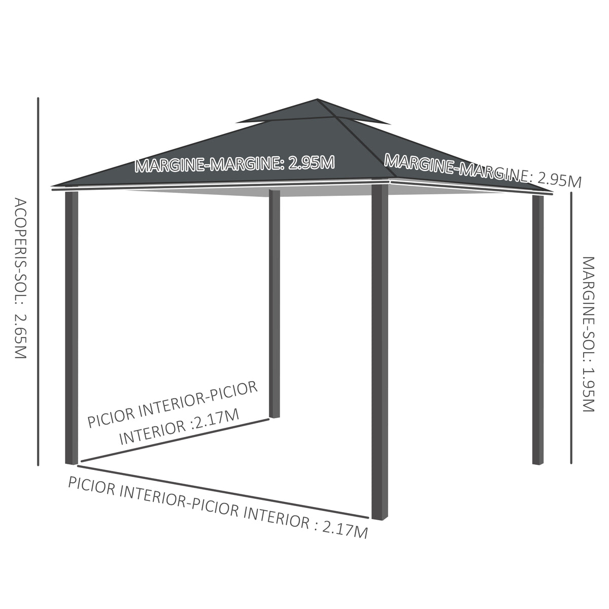 10' x 10' Patio Gazebo Outdoor, Canopy Shelter with Double-tier Roof, Pavilion Sidewalls for Garden Events – view 9