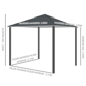 10' x 10' Patio Gazebo Outdoor, Canopy Shelter with Double-tier Roof, Pavilion Sidewalls for Garden Events – view 9