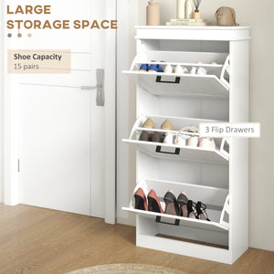 Slim Shoe Cabinet with 3 Flip Drawers and Adjustable Shelves, Narrow Shoe Cabinet for 15 Pairs of Shoes – view 10