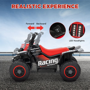 Qaba 6V Kids ATV Quad, 4 Wheeler Battery Powered Electric Ride on Car w/ Lights, Forward Backward