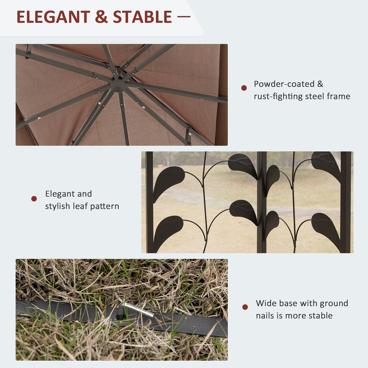 10'x10' Soft-top Steel Patio Gazebo Outdoor Sun Shelter with 2-Tier Polyester Roof, Curtain Sidewalls, Beige – view 18
