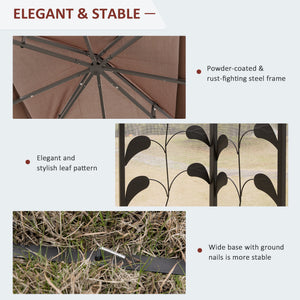 10'x10' Soft-top Steel Patio Gazebo Outdoor Sun Shelter with 2-Tier Polyester Roof, Curtain Sidewalls, Beige – view 18