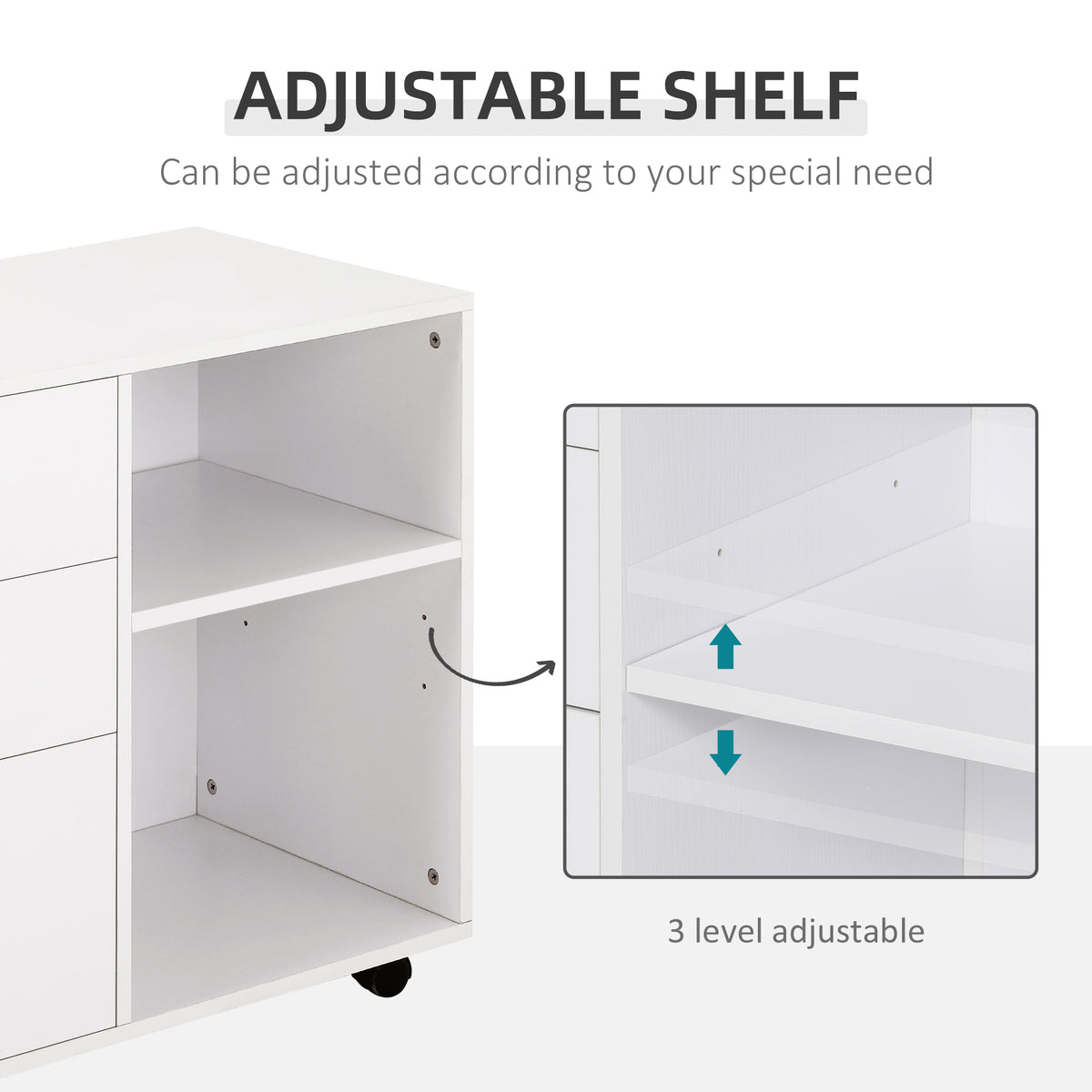 Modern Lateral Filing Cabinet, 3 Drawer File Cabinet for Letter and A4 Size Documents, Mobile – view 12