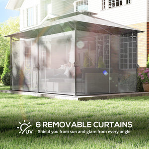 10' x 13' Double Roof Patio Gazebo, Outdoor Gazebo with Curtains, for Garden, Lawn, Backyard and Deck – view 5