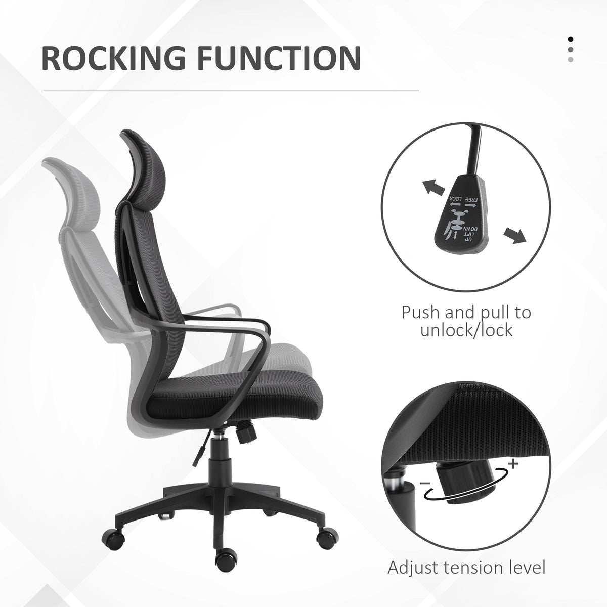 Mesh Office Chair with Up&Down Headrest, Ergonomic Computer Desk Chair with Adjustable Tilt Angle, Height Adjustable Swivel Seat with Lumbar Support for Office, Black