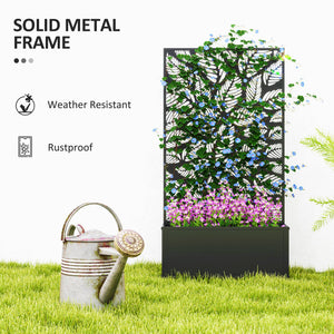 Metal Raised Garden Bed with Privacy Panel, Freestanding or Wall Mounted Outdoor Planter Box for Garden, Patio