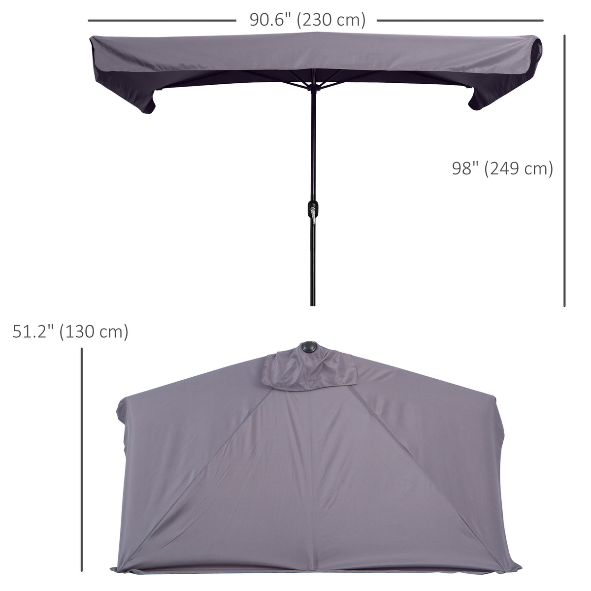 9.8ft Half Umbrella Semi Round Patio Parasol with Crank Handle, Top Vent for Garden – view 29