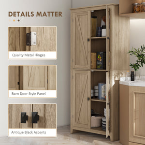 72" Freestanding Storage Cabinet, Kitchen Pantry Cabinet with Doors and Shelves for Dining Room, Natural – view 6