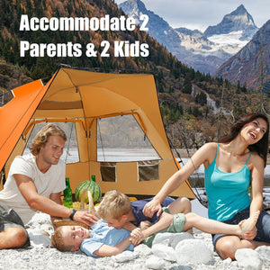 Easy Pop Up Beach Tent UPF 50+ Portable Sun Shelter for 3-4 Person-Orange view 3