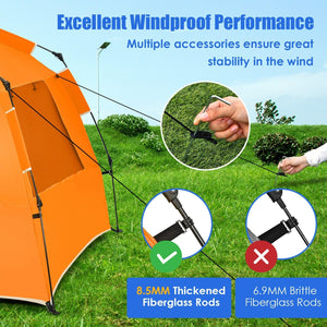 Easy Pop Up Beach Tent UPF 50+ Portable Sun Shelter for 3-4 Person-Orange view 9