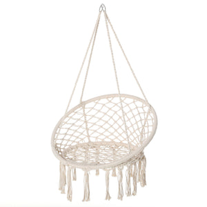 Patio Hammock Chair, Hanging Rope Hammock Swing for Indoor & Outdoor Use with Backrest