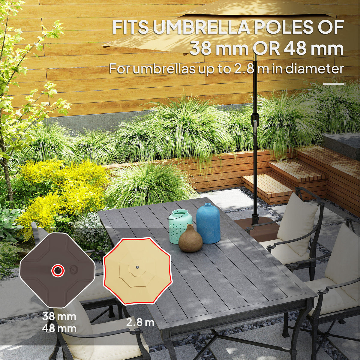 Square Patio Umbrella Base Holder, Outdoor Umbrella Stand, 17.7" L x 17.7" W x 9.8" H Brown