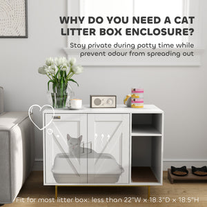 Cat Litter Box Enclosure, Hidden Litter Box with Scratching Pad, Storage, for Living Room, Bedroom, 31.5" x 20" x 24"