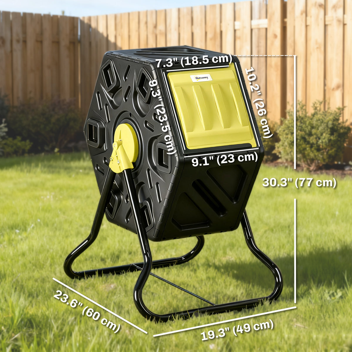 Rotating Composter, Compost Bin with 24 Vents and Steel Legs, 17 Gallon, Green