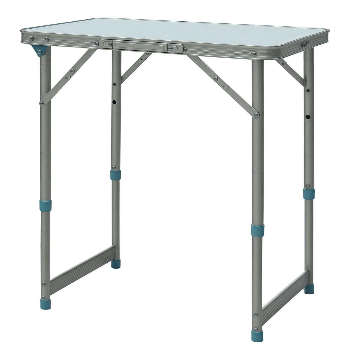 Folding Adjustable Patio Picnic Table Portable Camping Dining Lunch Table Aluminum Frame Silver