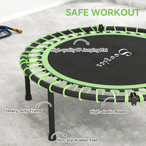 Soozier 45" Mini Trampoline for Adults, Foldable Fitness Exercise Rebounder with Adjustable Handle