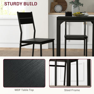 Dining Table Set for 2, 3 Piece Kitchen Table and Chairs with Metal Legs for Small Spaces, Natural Wood