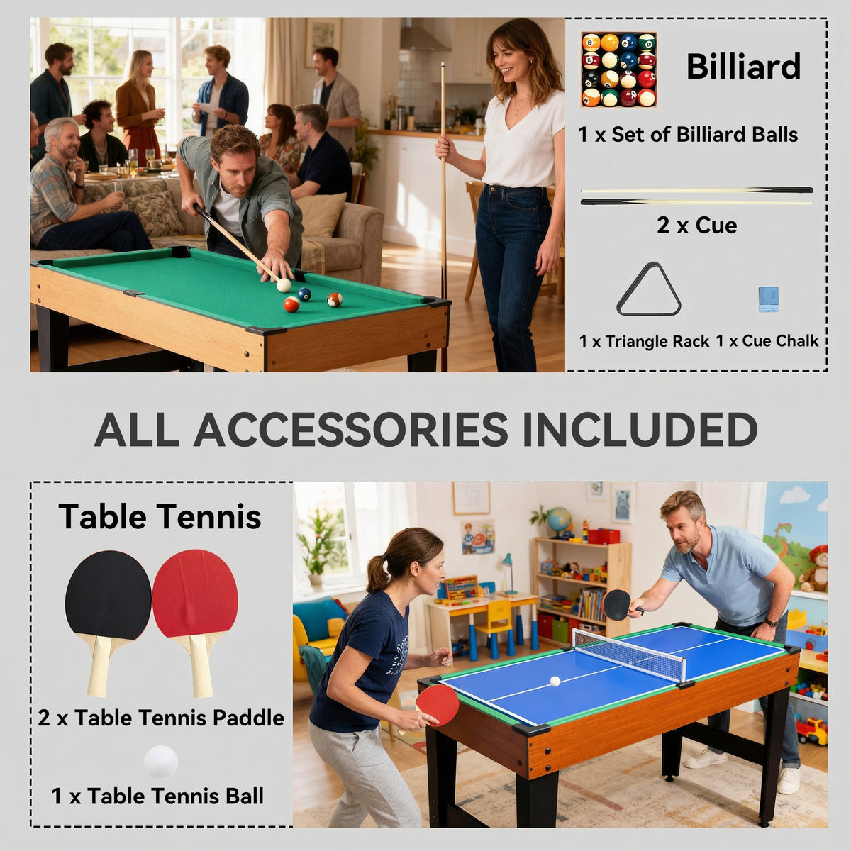 Soozier 53 in 5-in-1 Combo Multi Game Table with Foosball, Pool, Hockey, Table Tennis, Basketball for Adults