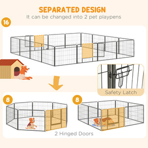 Heavy Duty Dog Playpen, 16 Panels Pet Playpen Dog Fence, Portable Puppy Exercise Pen, with 2 Doors Locking Latch, Outdoor or Indoor Use 23.5" Height