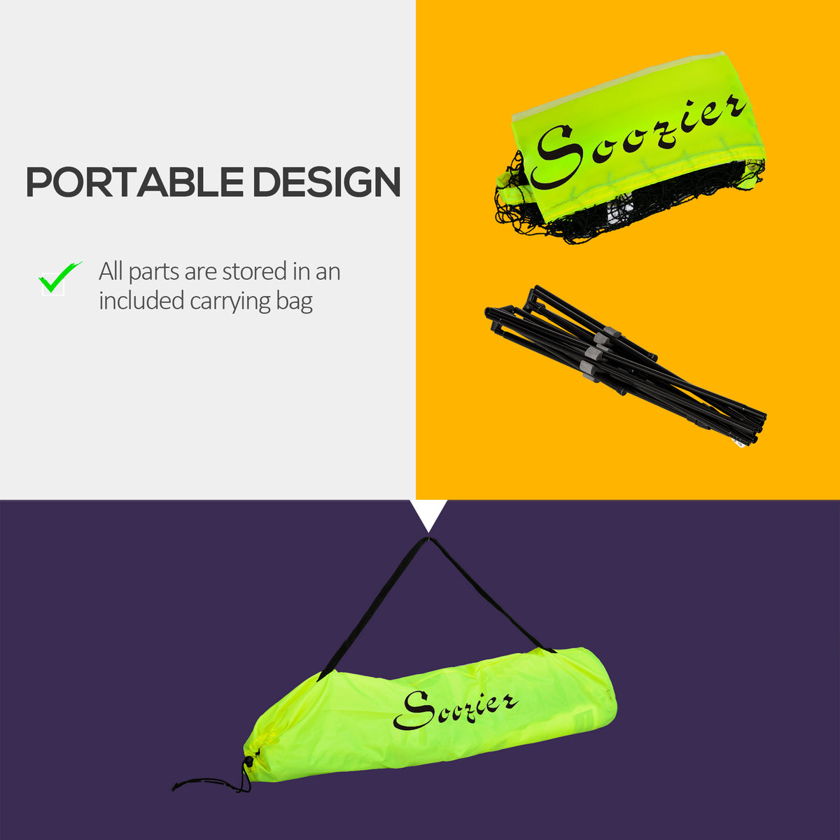 Soozier 10ft Badminton Net, Height Adjustable Outdoor Sports Net with Carry Bag, for Tennis, Pickleball and Volleyball