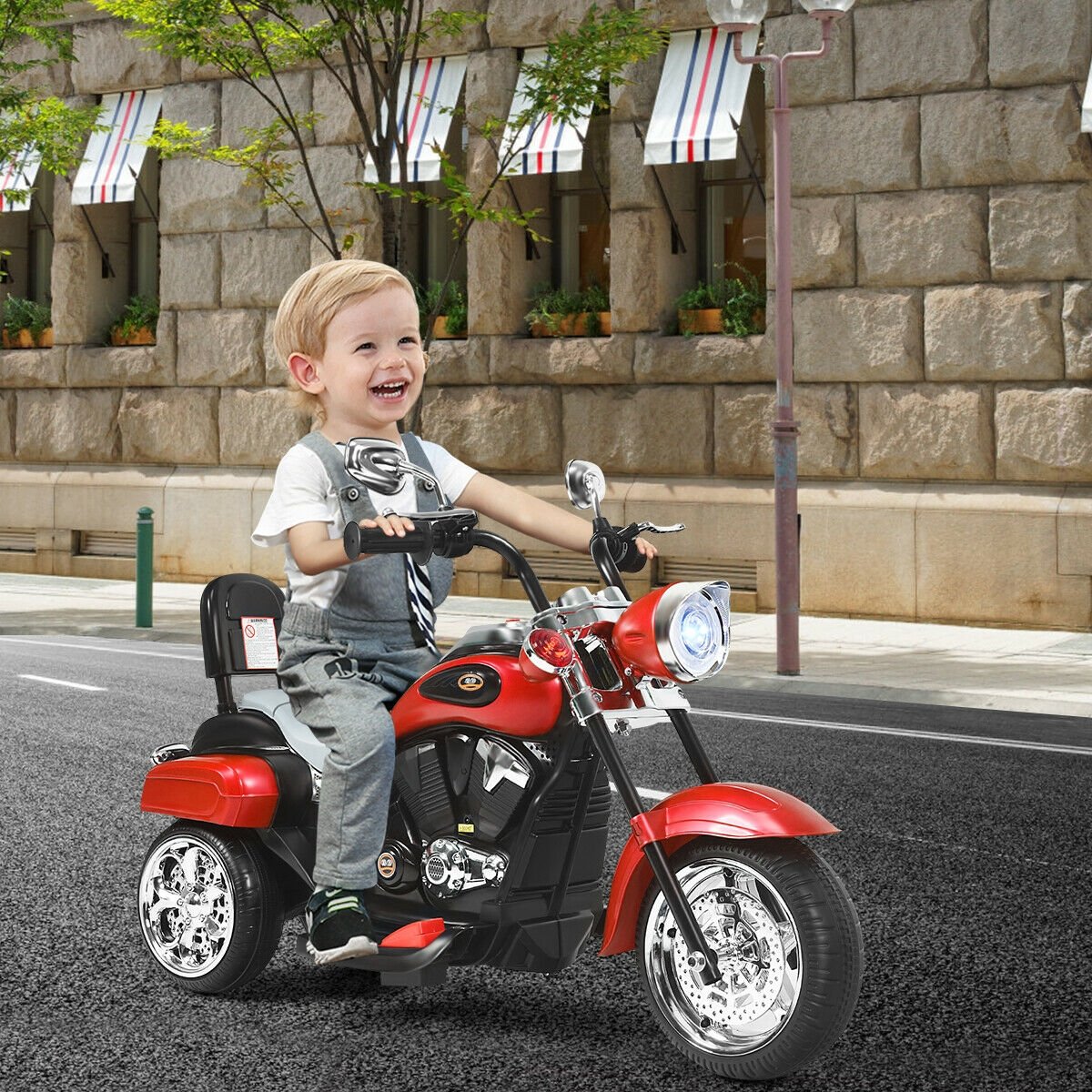 6V 3 Wheel Kids Motorcycle-Red view 2