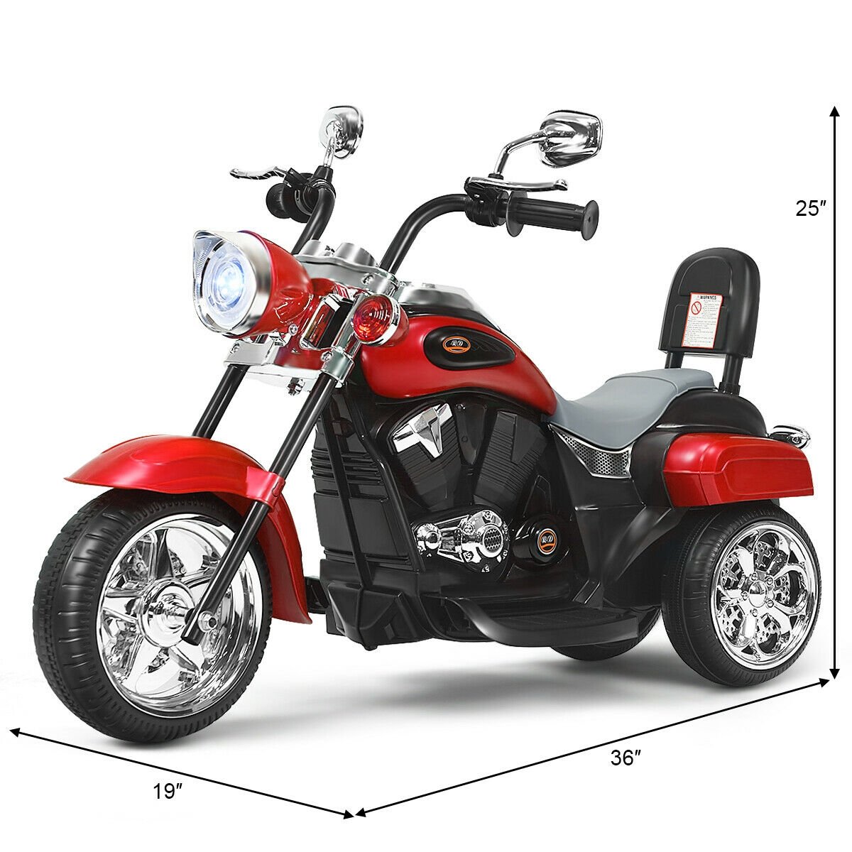 6V 3 Wheel Kids Motorcycle-Red view 5