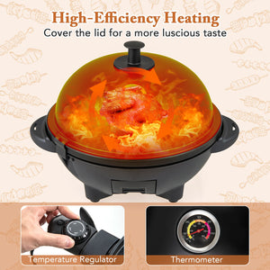 Electric BBQ Grill 1200W Indoor Outdoor Grill with 2-Zone Non-Stick Grilling Plate-Black view 7