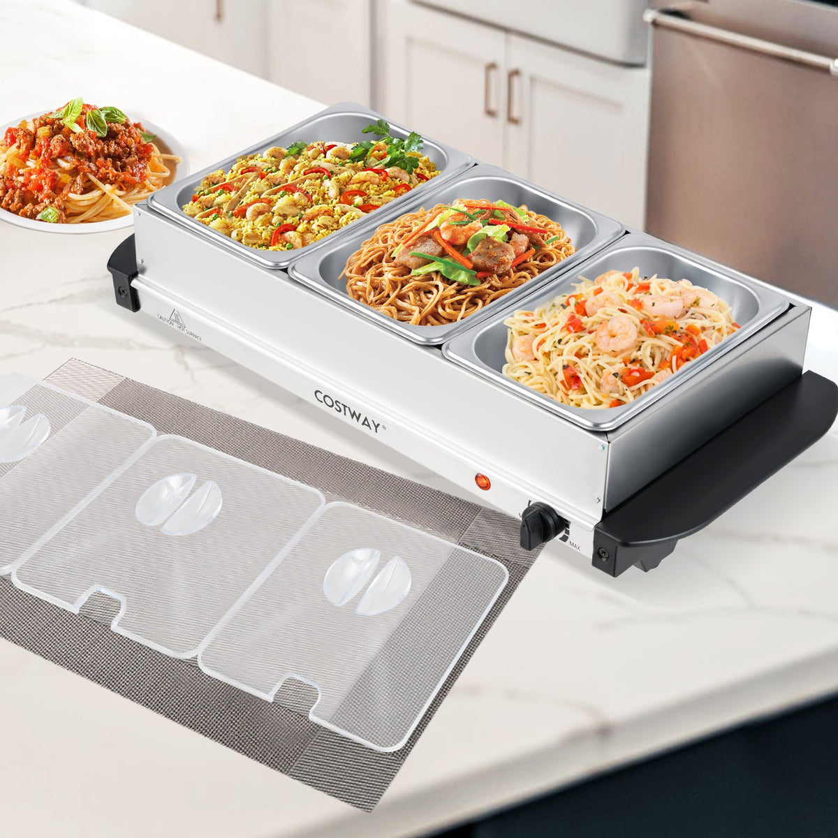 Electric Buffet Server Food Warmer with 3 Removable Trays view 2