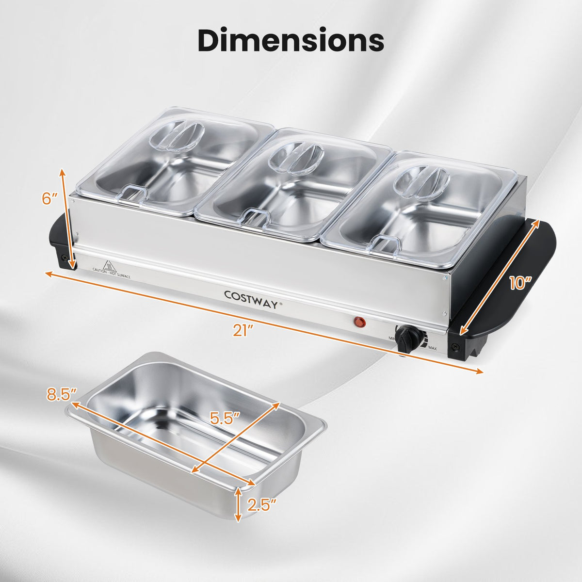 Electric Buffet Server Food Warmer with 3 Removable Trays view 5