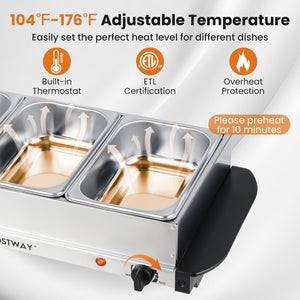 Electric Buffet Server Food Warmer with 3 Removable Trays view 6