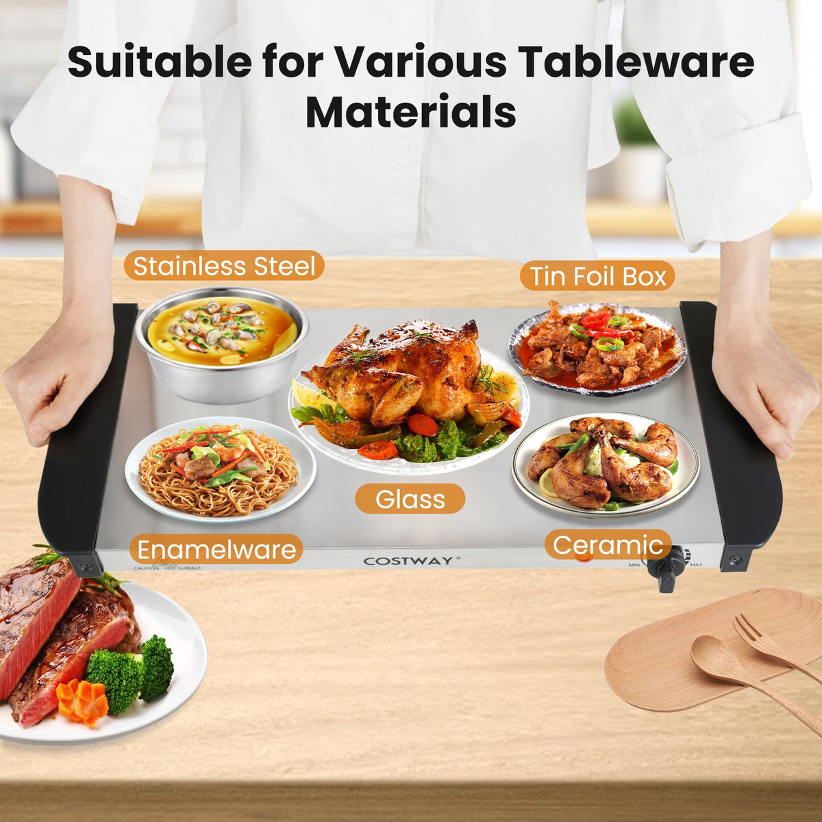 Electric Buffet Server Food Warmer with 3 Removable Trays view 7