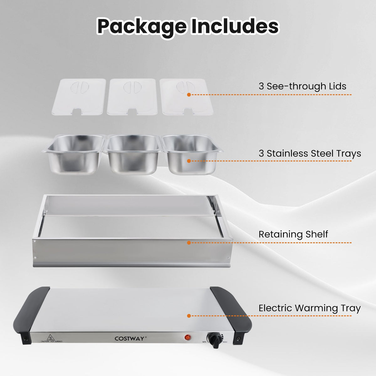 Electric Buffet Server Food Warmer with 3 Removable Trays view 8