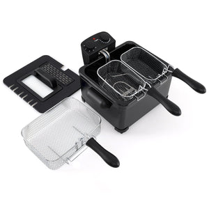 Electric Deep Fryer 5.3QT/21-Cup Stainless Steel 1700W with Triple Basket-Black view 3