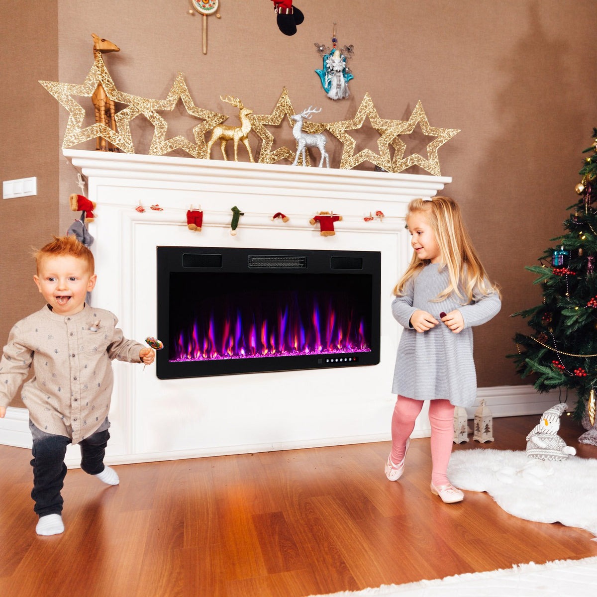 Electric Fireplace 40/50/60 Inches Recessed and Wall Mounted for 2' x 6' Stud-40 Inches view 2