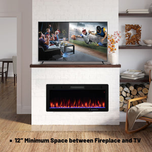 Electric Fireplace 40/50/60 Inches Recessed and Wall Mounted for 2' x 6' Stud-40 Inches view 5