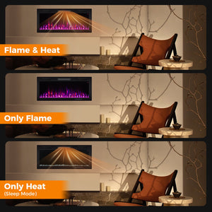 Electric Fireplace 40/50/60 Inches Recessed and Wall Mounted for 2' x 6' Stud-40 Inches view 9