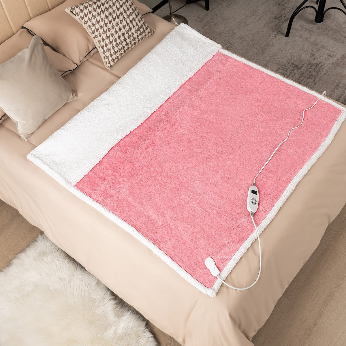 Electric Heated Blanket Throw with 10 Heat Settings-Pink view 3